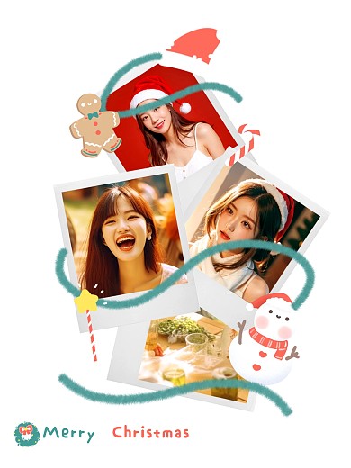 卡通圣诞节晒照效果模板
