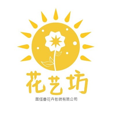 花艺坊花卉包装黄色几何标志logo