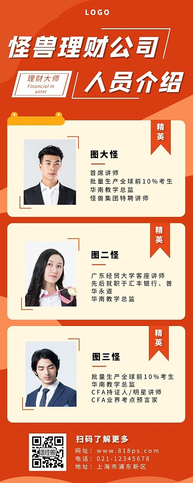 公司人员介绍名单黄色简约商务