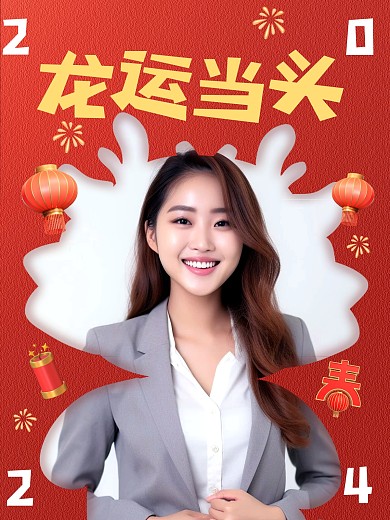 龙运当头喜庆头像创意效果模版