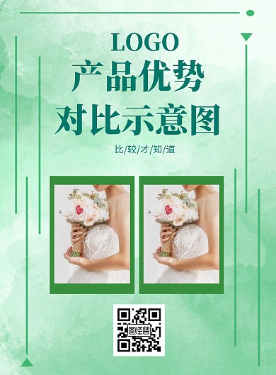 产品优势对比海报绿色简约创意