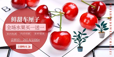 车厘子促销简约横版海报