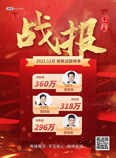 原创战报喜报销量榜单红色大气印刷海报