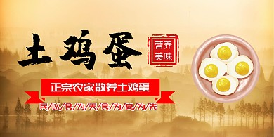绿色手绘土鸡农村散养海报