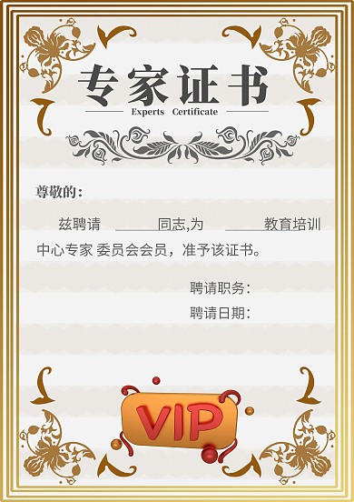 简洁专家证书模版