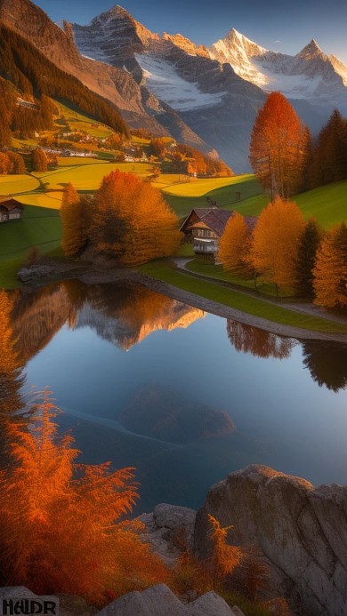 自然风景雪山谷AI数字作品