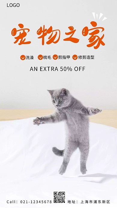 宠物之家服务促销黄色简约摄影图海报