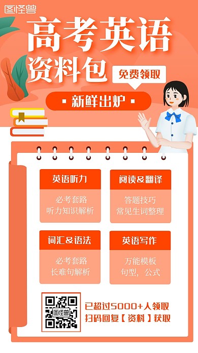 K12高考英语资料包扁平朋友圈手机海报