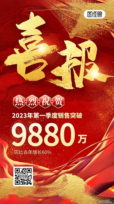 喜报贺报战报红色鎏金风大气手机海报