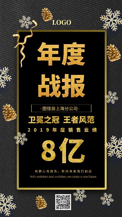 年度战报喜报创意手机海报图怪兽
