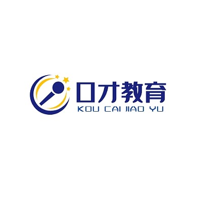 口才教育麦克风星星紫橙简约LOGO