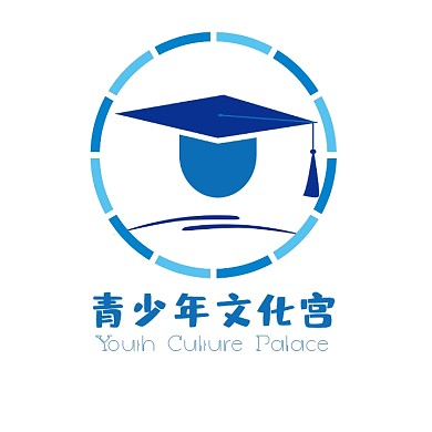 文化宫LOGO设计蓝色青少年	
