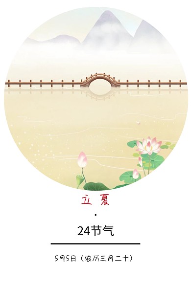 二十四节气立夏简约白色竖版配图火红三月