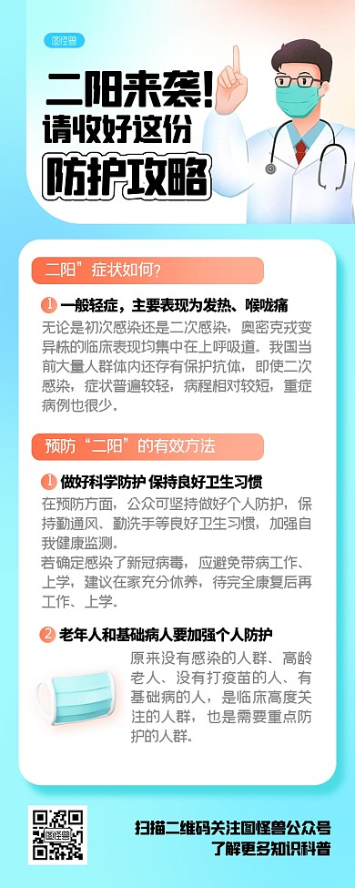 新冠二阳预防攻略营销长图