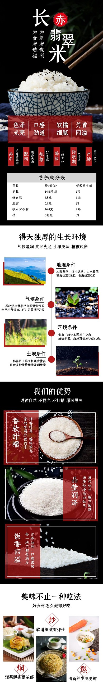 电商大米黑红色简约首页美食详情页