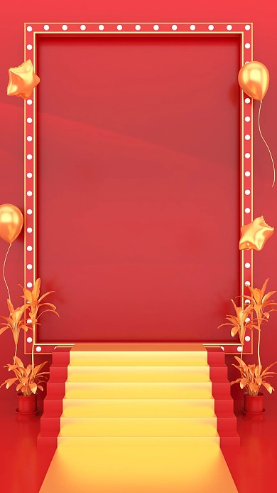 C4D立体红色狂欢背景