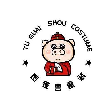 童装LOGO卡通猪喜庆唐装品牌标志