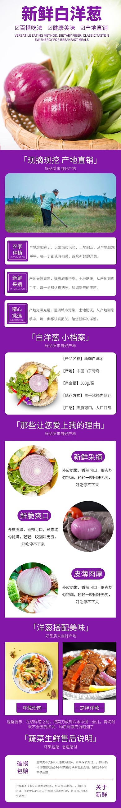 紫色蔬菜白洋葱促销详情页