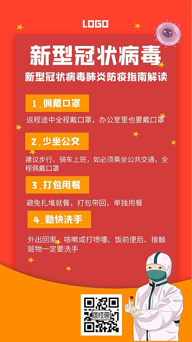新型冠状病毒防疫措施创意手机海报
