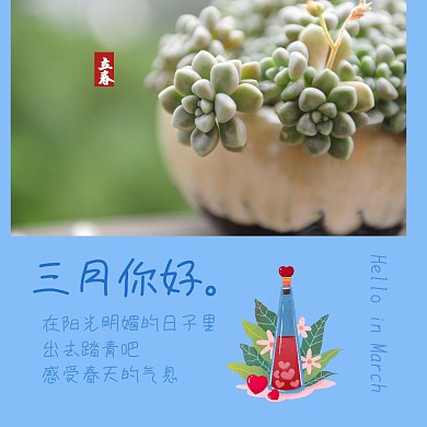 创意清新踏青公众号正方形配图模板