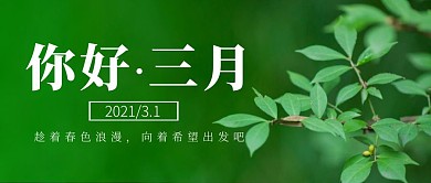 你好三月绿色公众号海报