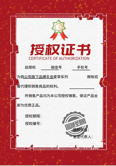 红色边框大气授权书模板