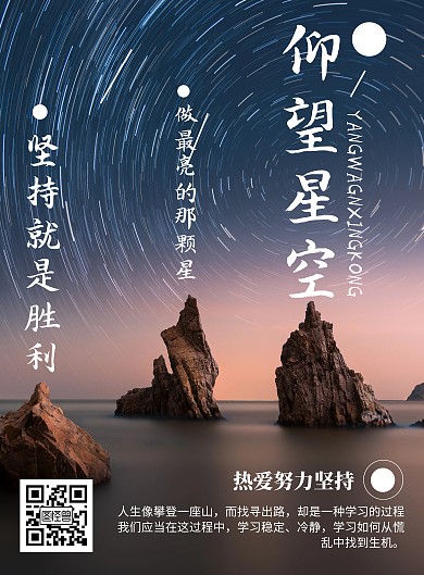 星辰大海简约创意排版青春励志晚安竖版海报