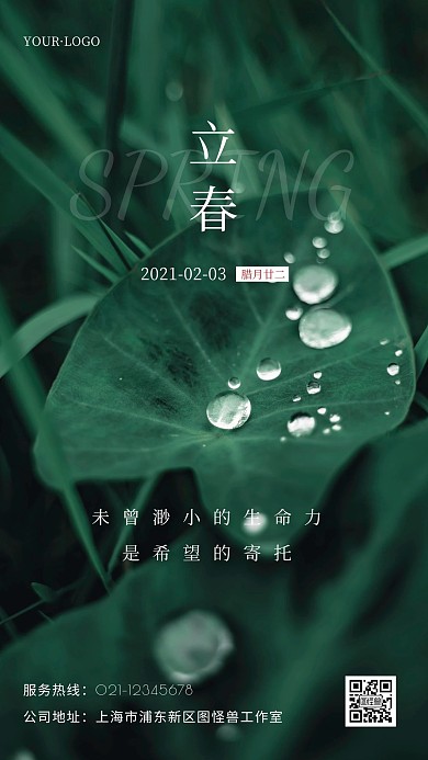 简约大气文艺清新立春节气企宣海报