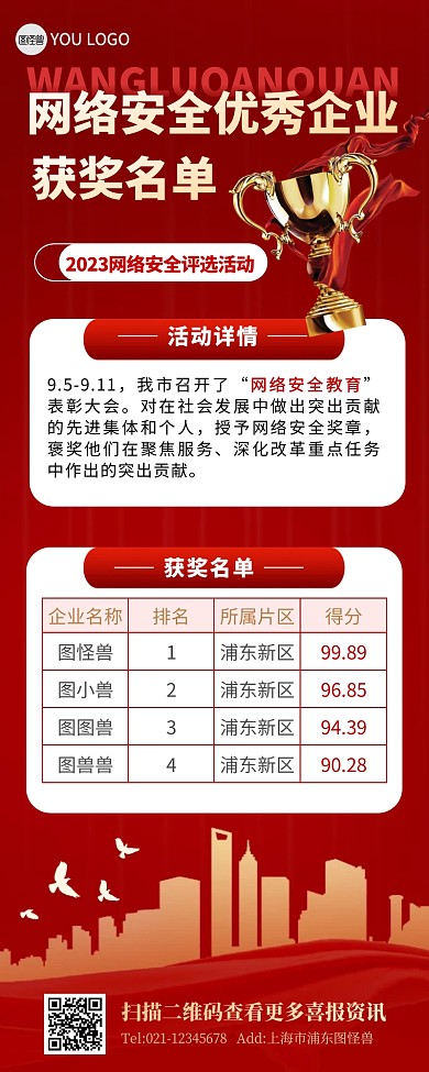 网络安全教育宣传周企业评选活动名单长图