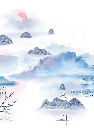 图怪兽原创元素水墨山水装饰画