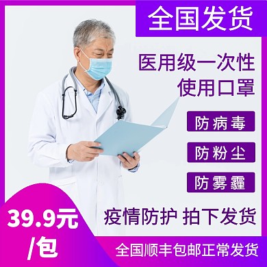  肺炎防病毒疫情预防抗击疫情医用口罩主图