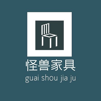 蓝色简约怪兽家具logo