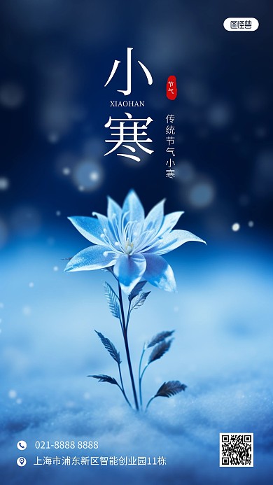 摄影风小寒节气问候祝福AIGC手机海报