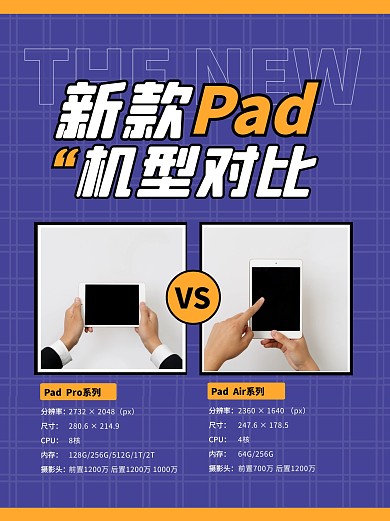 蓝色简约Pad新机型对比小红书封面