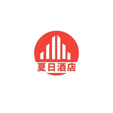 夏日酒店红蓝太阳大厦简约LOGO