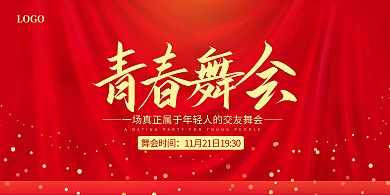 舞会横版红色简约宣传展板