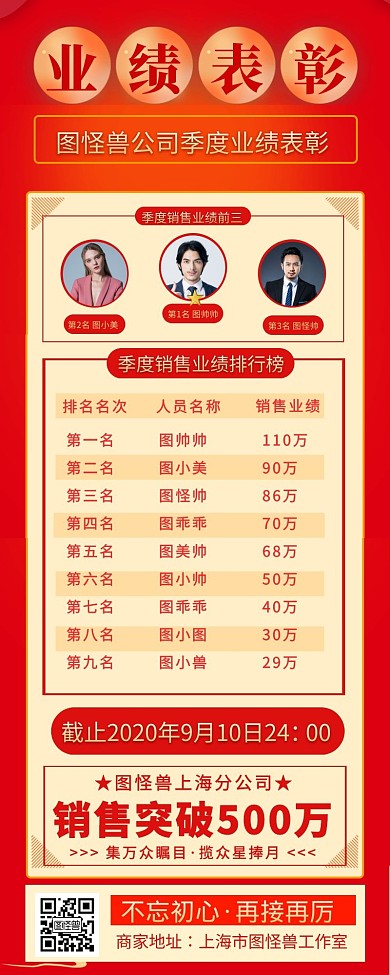 销售业绩喜报表彰企业宣传长图海报