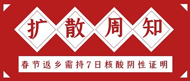 红色简约扩散周知春节返乡公众号封面