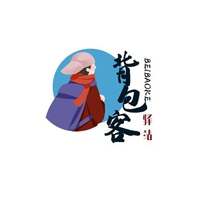 logo设计背包客驿站卡通头像