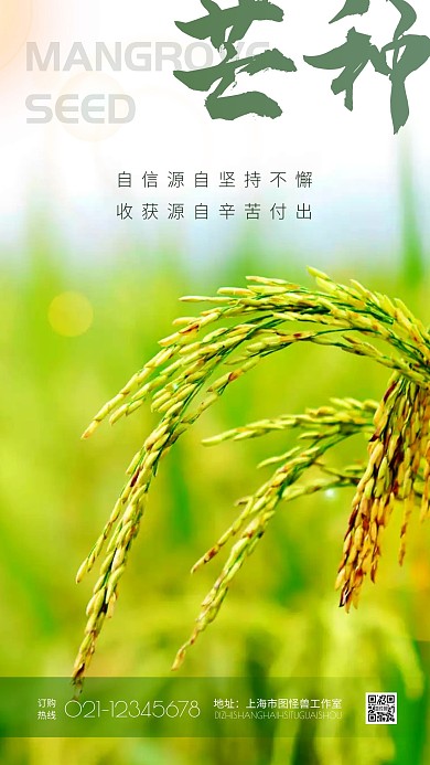 简约大气创意芒种教育行业借势营销手机海报