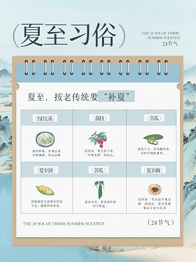 古风夏至习俗小红书封面