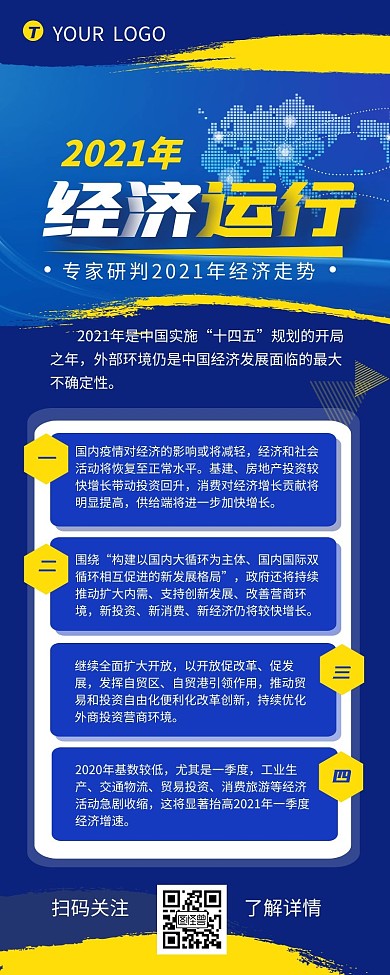 经济运行发展形势介绍营销长图设计