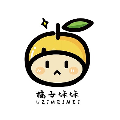 可爱卡通电商logo中英文渐变周边橘子