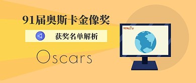 奥斯卡电影颁奖典礼黄色简约公众号封面