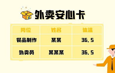 外卖安心卡横版不干胶贴纸