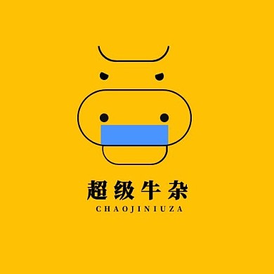 餐饮超级牛杂简约背景LOGO