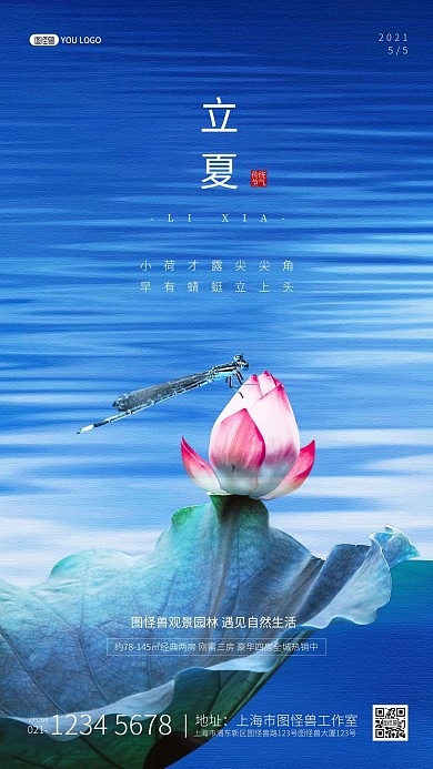 立夏传统节气简约大气摄影图海报