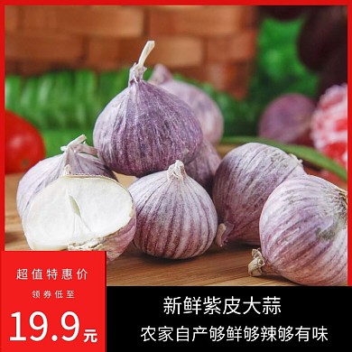 紫皮大蒜淘宝红黑简约直通车主图