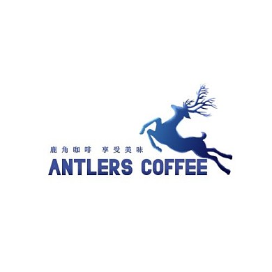 鹿logo鹿角咖啡店铺蓝色