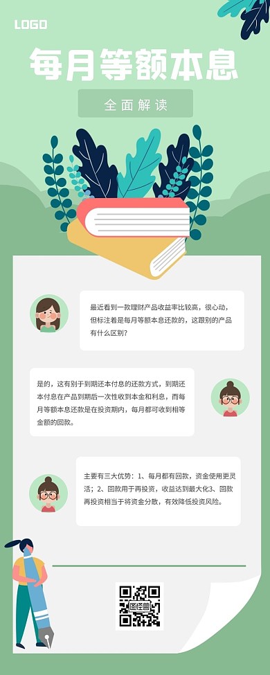 清新卡通全面利息营销长图
